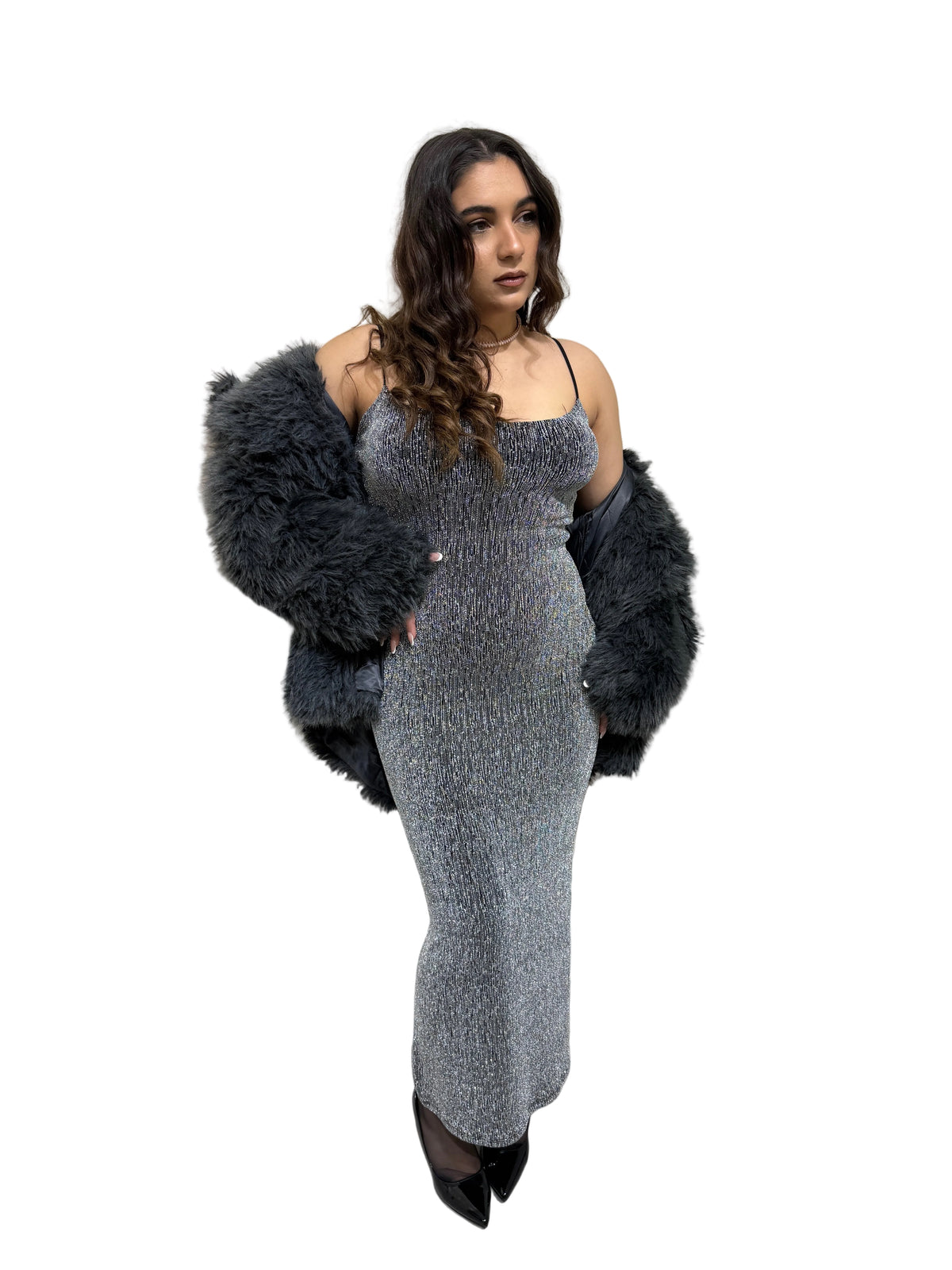 Abito Glitter Argento