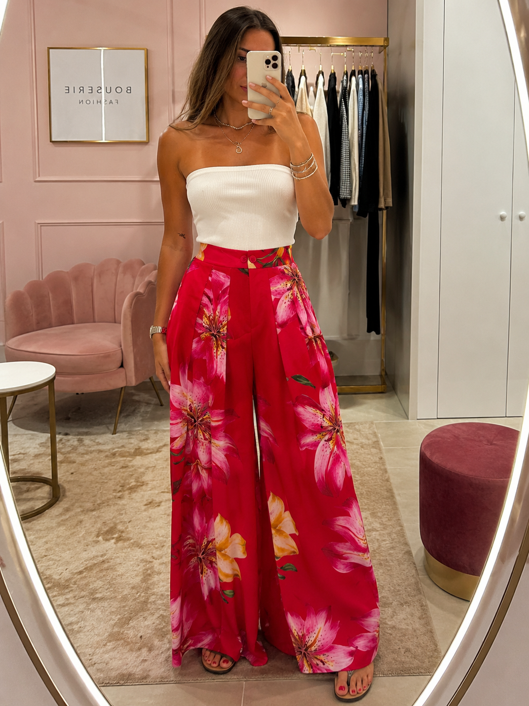 Pantalone floreale palazzo