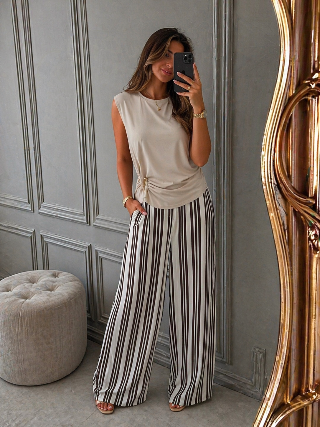 Pantalone palazzo a righe